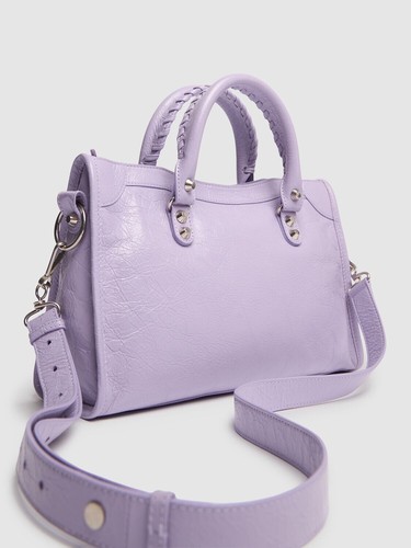 BALENCIAGA Le City Small Lilac Leather Shoulder Bag New - Picture 3 of 4