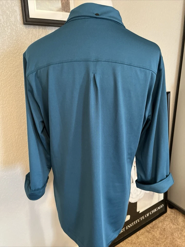 Camisa polo de golf Ogio verde azulado manga 3/4 cuello ropa deportiva para mujer XL Foto 4 de 4