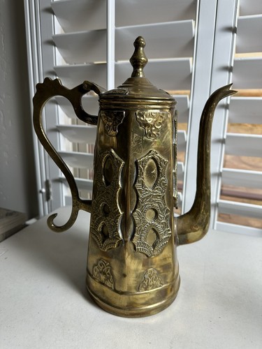 Antique Moroccan Islamic Coffee Teapot - Vintage Patina - 14” Tall - Picture 9 of 17