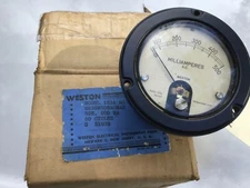 VINTAGE milliamperes meter 0 - 500 Weston instruments unsed w/ box 1534 AC