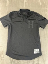 HUF Worldwide Baseball Jersey Mens Small Black Skateboarding Mesh Henley
