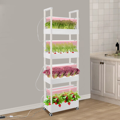 4 Tiers Hydroponic System Growing Tower With Lights 56 Pods Vertical Planter Kit