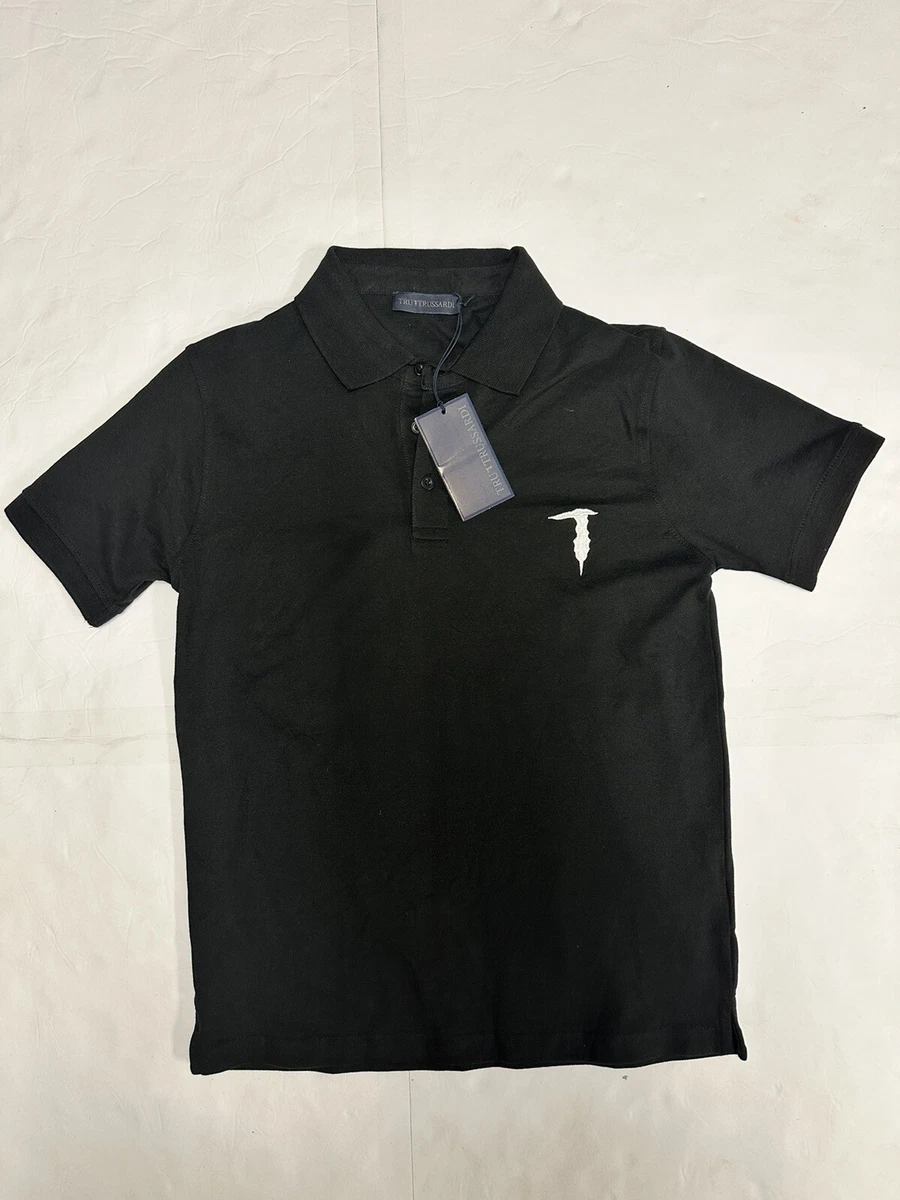 Chemise Vintage Trussardi Années 90 - Imprimé All Over, Manches Courtes, Taille L, Occasion Très Bon état