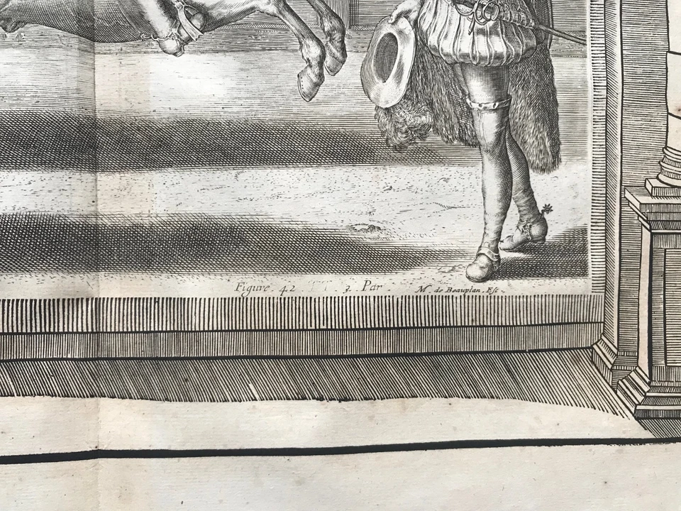 Pluvinel - Crispijn de Passe II (1597-1670) - Kupferstich Reitsport 1668 Fig. 42 - Bild 2 von 4