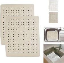 Kitchen Sink Drain Protector Mat 10" x 12" Non-Slip Rubber Drain Pad Protector