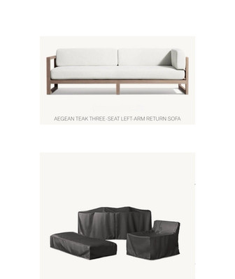 RH Restoration Hardware AEGEAN Three Seat SOFA 84  PERFORMANCE FURNITURE COVERS