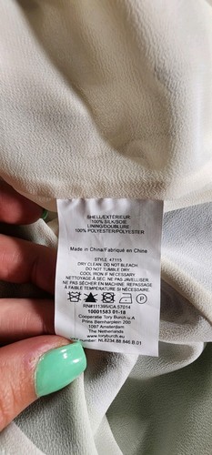 Tory Burch Damen kurzes Mallory Kleid 100 % Seide Etuikleid grün geometrisches Muster Gr. 14 NEU - Bild 9 von 13