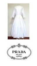 PRADA White Ribbon Sleeve Shirt Dress L Excellent Condition Rare 42