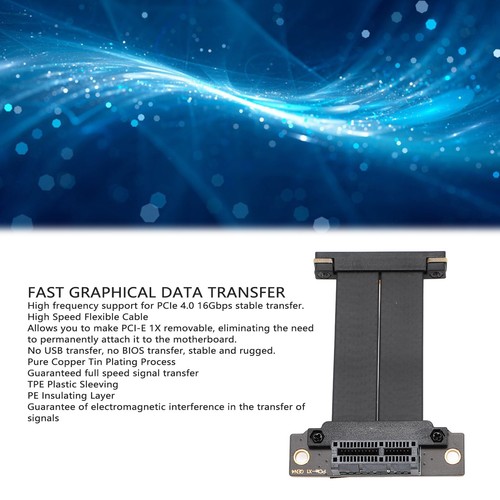 GPU Riser Cable Fast Graphical Data Transfer PE Insulating Layer PCIE X1 - Photo 8/12