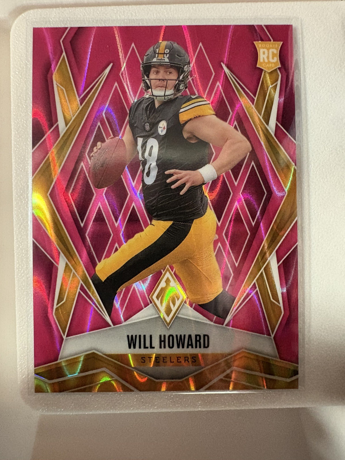 2025 Panini Phoenix Rookies Will Howard #165 Pink Seismic 74 /75 STEELERS
