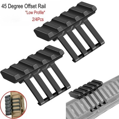 2/4Pcs Low Profile Tactical 45 Degree Offset Side Mount for 20mm Picatinny Rail