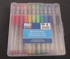 Big Lots 36 Gel Pens  Carrying Case, Rubber Grip Medium Point - New