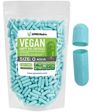 Size 0 Aqua Empty Vegan Capsules Vegetarian Veggie Kosher Veg Caps DIY Pills