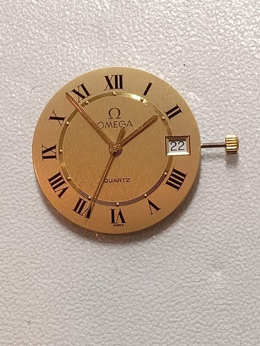 Omega Quartz Calendar Watch Movement Calendar Gold Dial 6 Jewels Cal 1430 Mens