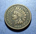 1859  Copper Nickel Indian Cent  VF details