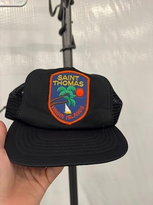 Vintage Saint Thomas Virgin Islands Trucker Hat - Souvenir Black Snapback