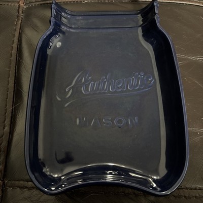 Authentic Mason Jar Home Essentials Ceramic Spoon Rest Deep Blue Stove Cook