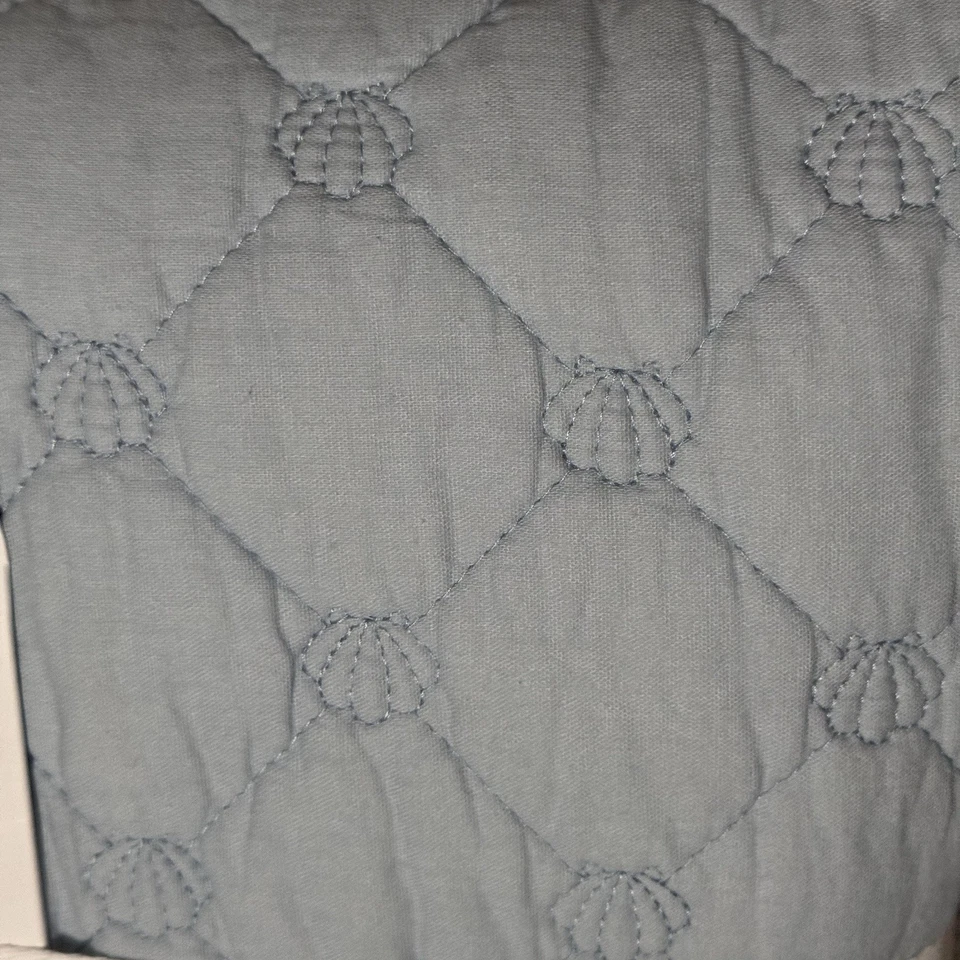 Sigrid Olsen Quilted Blue Seashells KING QUILT Beach Coastal Shells Island NEW - Image 2 of 4