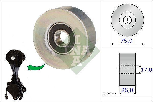 1X INA 532 0676 10 Umlenk-/FüHrungsrolle Keilrippenriemen FüR Mini DS-image
