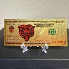Billete de colección del equipo de fútbol americano Chicago Bears chapado en lámina de oro
