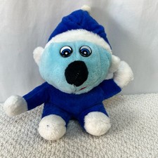 Wintery Teddy Bear Plush Vintage Ace Novelty Korea Stuffed Toy Firm/Hard Blue 9"