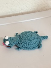 Handmade Crochet Turtle Coaster Mug Yarn Animal Theme Blue 20cm funny silly
