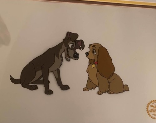 Walt Disney Limited Edition Serigraphie Cel von "Lady and the Tramp" Echtheitszertifikat um 1955