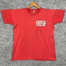 VINTAGE 50s Boston University Frosh Rowing Crew T Shirt Jersey Champion Large