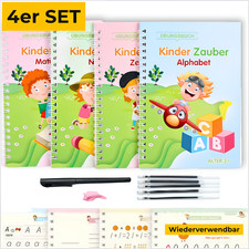 Magisches Übungsheft 4er Set Kinder ABC Zahlen Schreiben Lernen Vorschule