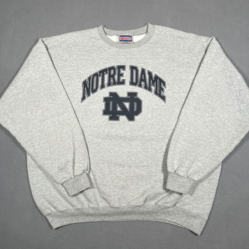 Vintage Notre Dame Sweatshirt Hanes Crewneck Pullover Gray XL Boxy College NCAA - Picture 8 of 8