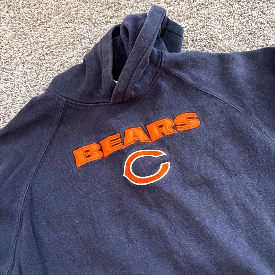 Pulôver moletom com capuz NFL Chicago Bears Reebok laranja azul infantil tamanho GG - Imagem 2 de 4