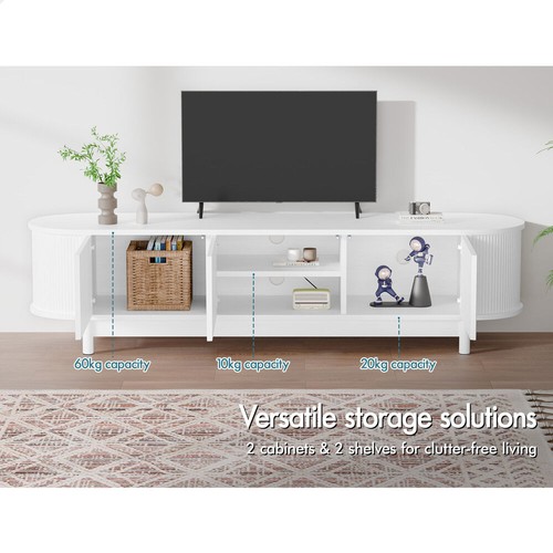 ALFORDSON TV Cabinet Entertainment Unit Stand 160cm Storage Shelf Wood Door - Picture 3 of 60