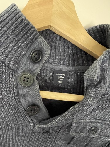 Baby Gap Blue Button Collar Sweater 5 Years - Picture 3 of 3