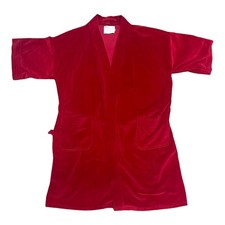 Vintage Roytex Solid Red Short Velvet Sophisticated Smoking Robe Men L XL OSFA