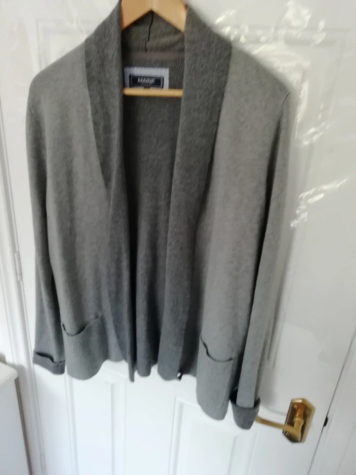 Maine New England Size 12 Cardigan Grey Open Stretchy Pockets Ladies Layering - Image 4 of 4