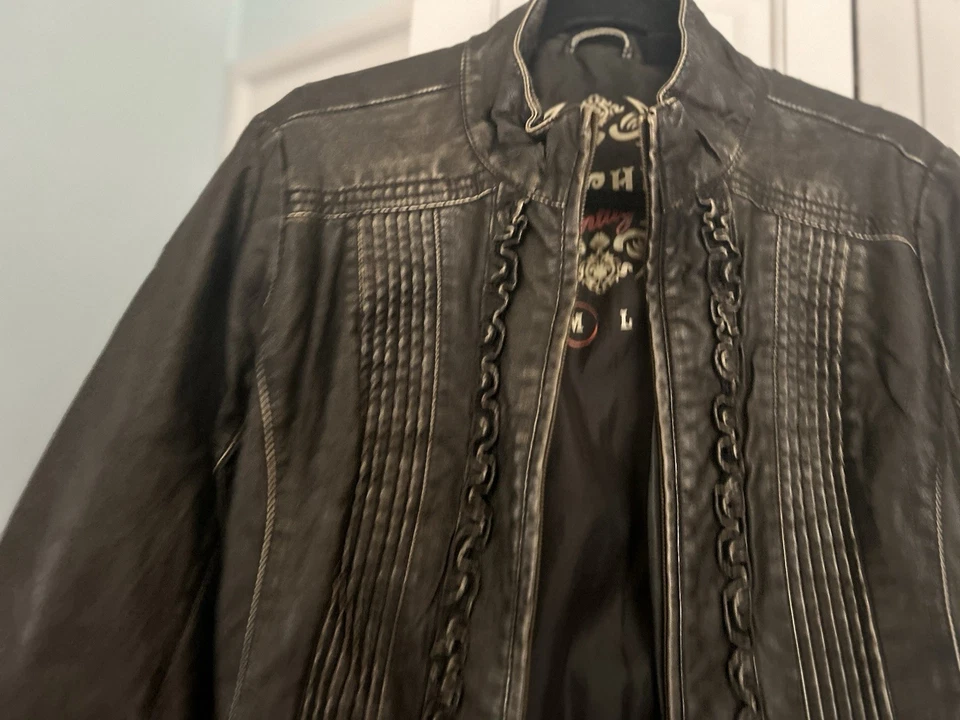 Big Chill Vintage Faux Imitation Leather Jacket Women’s Size Medium Black - Image 2 of 3