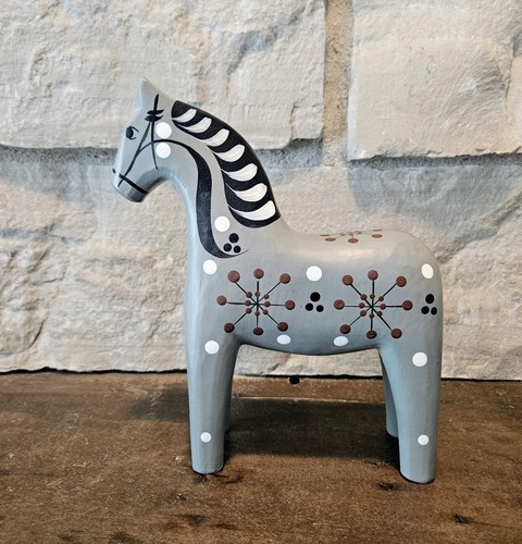 *RARE* Vintage Swedish Grey Dala horse by John Gudmunds! (8")