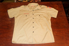 Boy Scouts of America BSA Men's Shirt Tan X-Large XL Glued and Sewn Patches