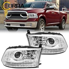 Fit For 2013-2018 Dodge Ram 1500 2500 3500 Chrome Projector Headlights Wled Drl