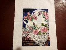 completed finished cross stitch 5.5" x 8" Unframed New Decoration, flowers