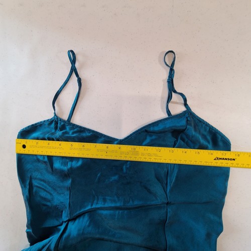Vintage 90's Victoria's Secret Silk Slip Dress Nightgown Teal Blue Size M 2902 - Picture 5 of 8