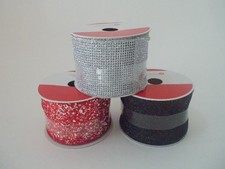 NEW CELEBRATE IT Lot of 3 Red Silver Black Wired Ribbon 2.5" x 20' Gift Wrap