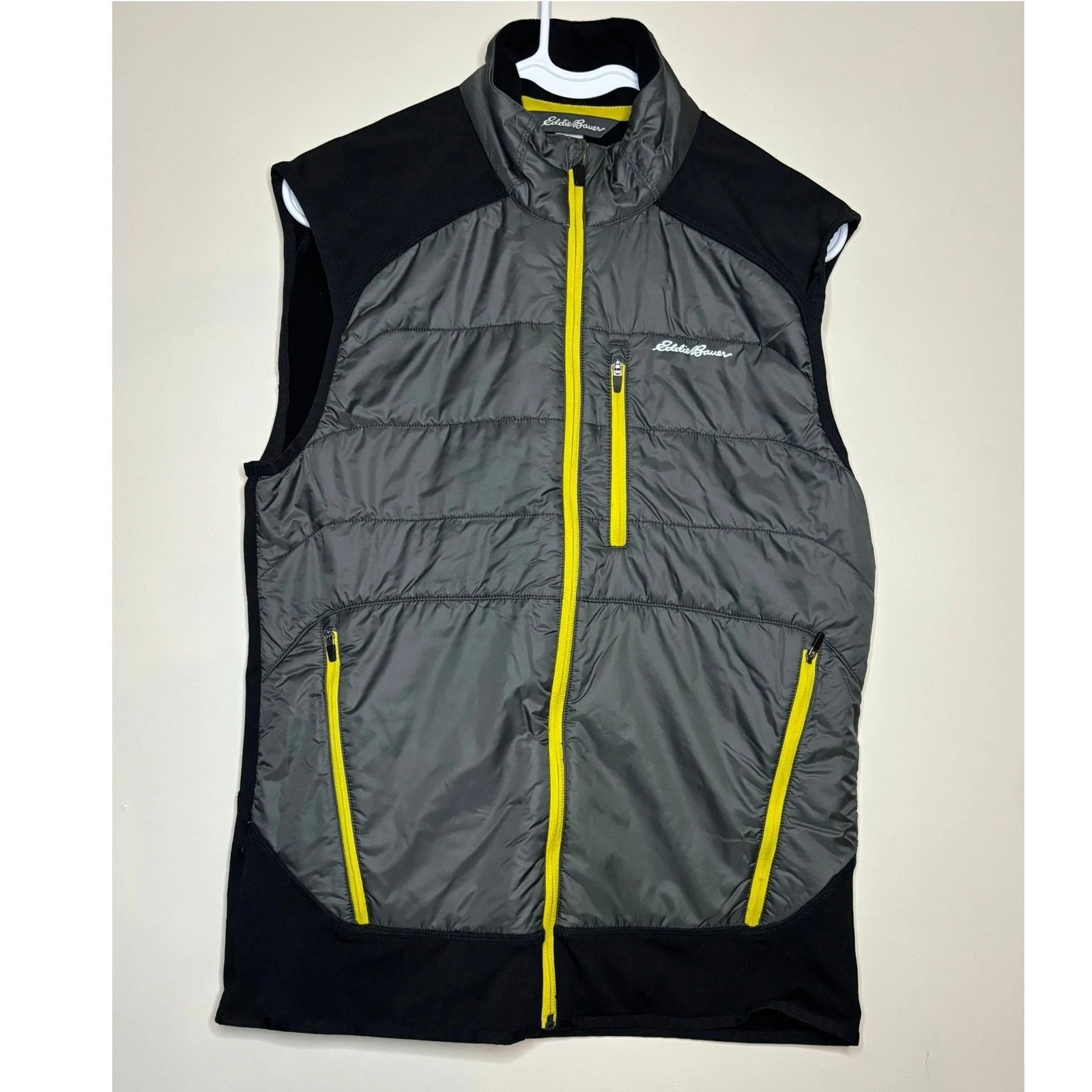 Eddie Bauer First Ascent Igniter Hybrid Vest Mens Small Gray Black Neon Yellow