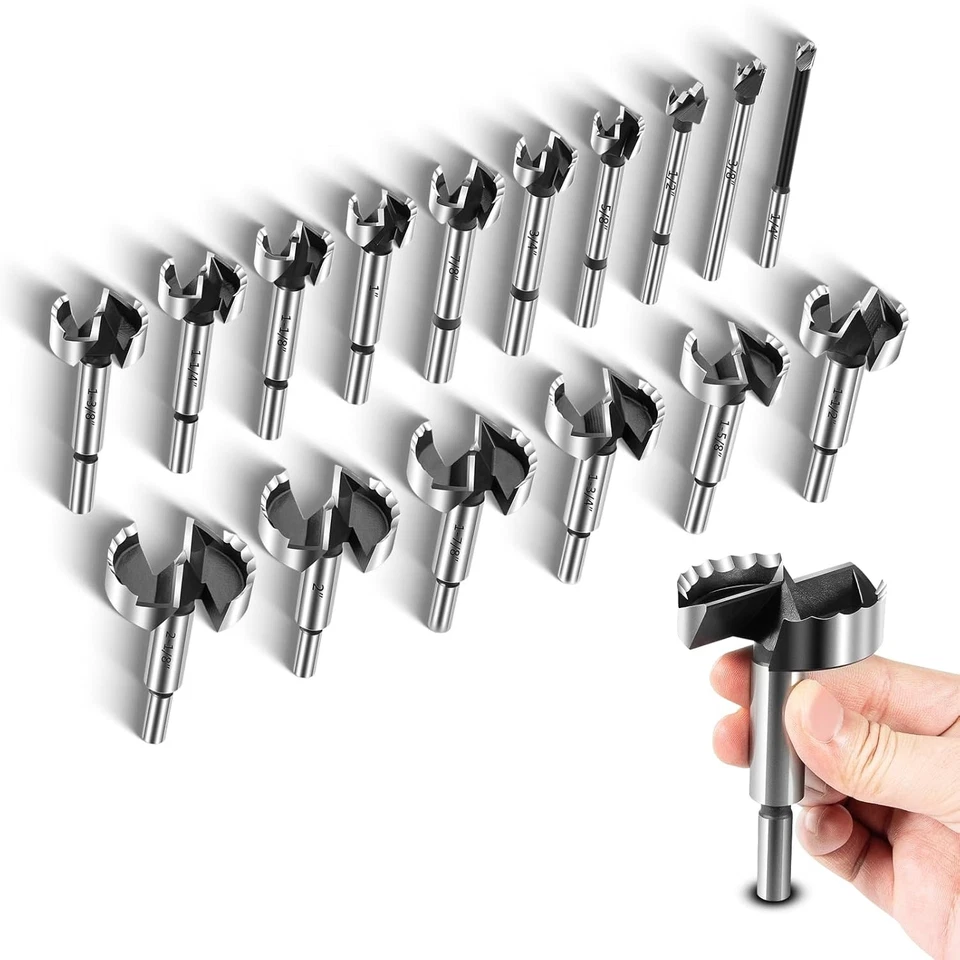 PB-100 Forstner钻头套装Dia1/4至2-1/8英寸柄1/4至3/8用于钻孔胶合板 — 第 2/4 张图片