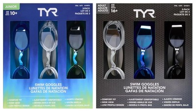 TYR Junior und Erwachsene Antibeschlag Beschichtung UV-Schutz Schwimmbrille 3er Pack