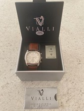 NEW/BOXED - Vialli Men's steel triple dial chronograph wristwatch on leather