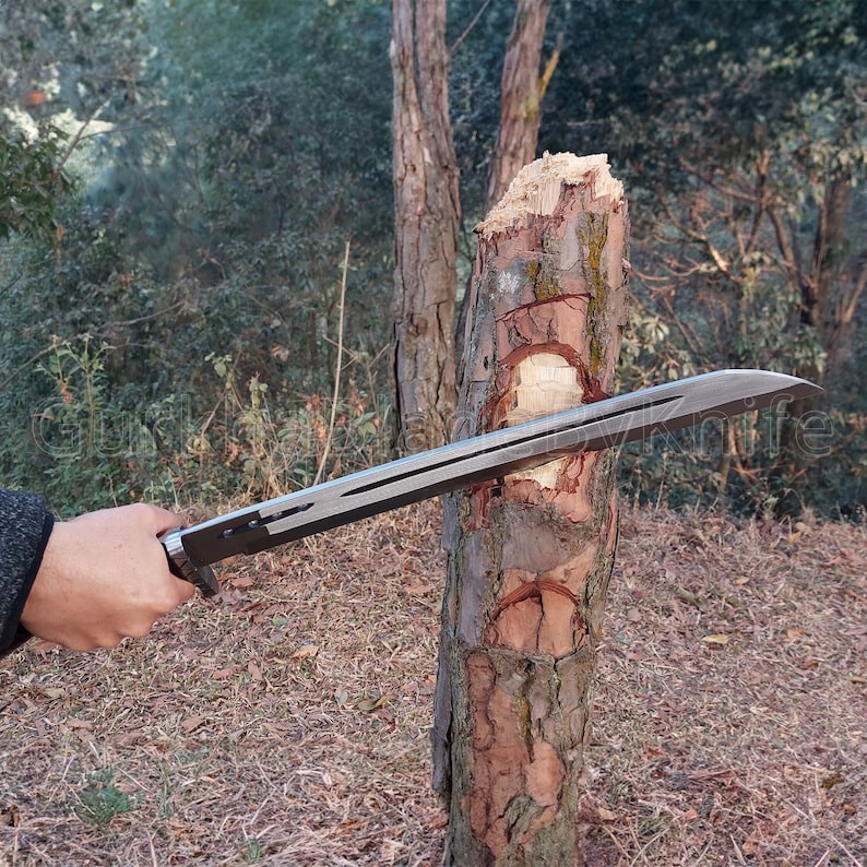 Custom Handmade Carbon Steel Blade Seax Machete Sword | Hunting Sword Camping