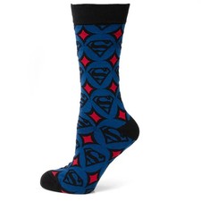 DC Comics Superman Circle Motif Blue Men's One Size Novelty Socks