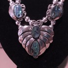 Jewelry Coin Silver (.900) & Genuine ABALONE SHELL Squash Blossom Necklace — photo 2