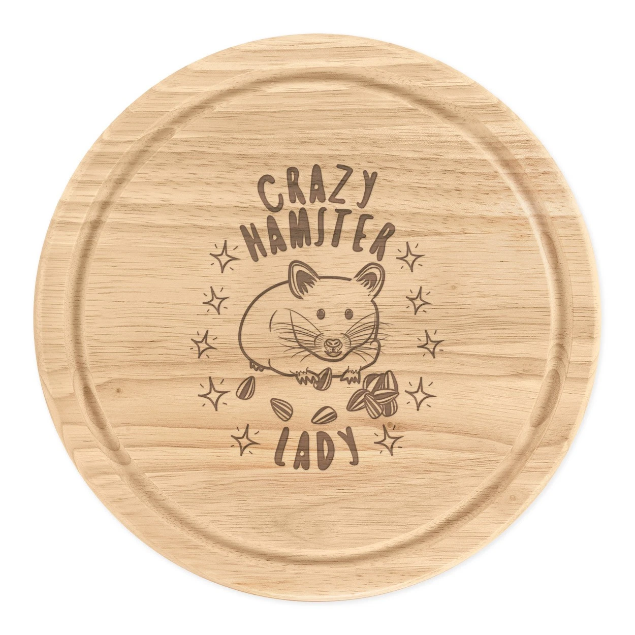 Crazy Hamster Lady Stars Round Chopping Cheese Board Funny Animal